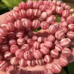 Bärade halsband Meihan Free Top Natural Stripe Argentina Rhodochrosite Smooth Round Loose Beads Stone för smycken Making Armband DIY 230306