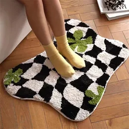 Carpet Plaid Irregular Kitchen Rugs Soft Fluffy Tufting Carpet Rugs NonSlip Abosrbent Bathroom Floor Mat Bedroom Toilet Door Carpet 230303