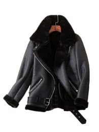 Jackets femininos Ailegogo inverno casaco mulheres espessura de couro falso de pele de pele de pele feminina de couro fora casaco feminino 230303