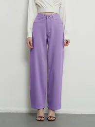 Jeans da donna ZHISILAO Jeans a gamba larga a vita alta Donna Vintage Baggy Boyfriend Pantaloni a lunghezza intera in denim Pantaloni lunghi viola rossi 230306