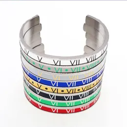 Lyxvarumärke Design Romerska siffrelband Bangles mode manschettarmband för par älskar män och kvinnor guld silver