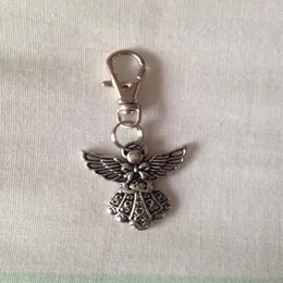 50PCS Fashion Vintage Silver Alloy Angel Charm Charm Higain Hompts Key Ring Fit Diy Key Cains Accessories Jewelry1206p