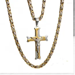 Anhänger Halsketten Hip Hop Herren Edelstahl Jesus Christus Kreuz Halskette Transfer Amulett Pullover Kette Urlaub Party High-End-Geschenk