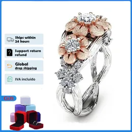 Wedding Rings HOYON S925 Sterling Silver Color Diamond Style for Women 2 Carat Gemstone Bizuteria Jewelry Bijoux Femme Mujer 230306