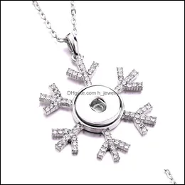 Collane con ciondolo Oro Sier Bottone a pressione Charms Gioielli Forma di fiocco di neve Fit 18Mm Bottoni a pressione Collana per donna Noosa D336 Drop Del Dhv9B