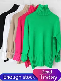 Женские свитера, осень-зима, зеленая водолазка, пуловер, женский свитер высокого качества, трикотажные свитера больших размеров, джемперы, мягкий белый свитер 230306