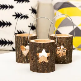 Świecowa uchwyt Tealight Puchar Retro drewniany cylinder latarnia wisząca świąteczna porta bugie dekoracja domu dl60zt