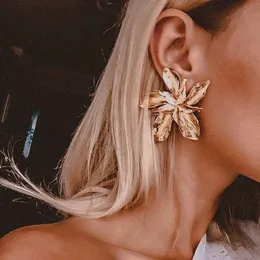 Vintage Metall Blume Große Ohrringe für Frauen Gold Farbe Silber Farbe Geometrische Aussage Mode Brincos Schmuck Ohrring