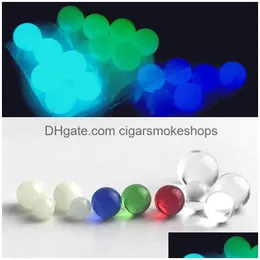 Rökande rör Nya lysande glödande 6mm 8mm kvarts Terp Pearl Ball Insert med rött blått gröna klara glas topp pärlor för nagel drop de dhv1y