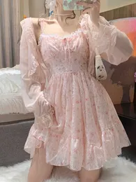 Lässige Kleider 2-teiliges Kleid-Set für Damen, Blumen-Minikleid, lässige Bluse, koreanische Mode, Anzüge, Kawaii-Kleidung, Lolita-Kleid, Party, 2022, Sommer, Z0216