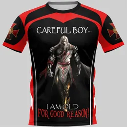 Hip Hop Sportwear Punk Casual Loose Track Autumn Men Cool Print The Knight Templar 3D T-shirt 006