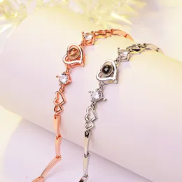 Charm Bracelets 925 Sterling Silver Noble Fashion Heart-Shaped Bracelet I Love You Memory Hand Jewelry Valentine's Day Gift