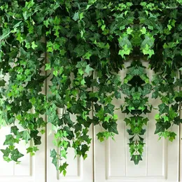 Dekorativa blommor högkvalitativa konstgjorda Lvy Green Vine Plant Tak julfamiljens trädgårdsfönster vägg hängande falskt rotting rum