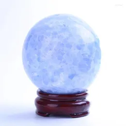 Estatuetas decorativas mokagy 1pc cor azul natural clestite quartzo bola de pedra 60mm-80mm de cristal de cianita para meditação de reiki