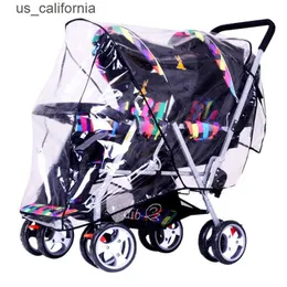 Baby Walkers Universal Rain Cover for Baby Twin Stroller Double Front and Rear Seat Waterproof Windproof Coverall Accessories W0306