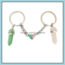 Chaves de chaves de colegas de cristal natural rosa quartzo de pedra anel de pedra amor de coração magnetic para o casal amigo presente diy made jewel dhrqt