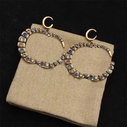 Mother S Day Designer Elings for Women Drop Gemstone Metal الرجعية الماس Dangle Ohrringe مزدوج G المجوهرات امرأة القرط مع مربع ZB023 E23