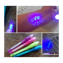 Multifunktionsstifte Kreatives Briefpapier Unsichtbare Tinte 2 in 1 UV-Licht Magie Kunststoff Textmarker Marker Stift Schule Büro Bh2545 Drop Dhd1S