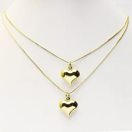 Correntes 10pcs Gold Heart Colar Shape Pingente Box Chain Jóias Pulseira Mulheres 8377