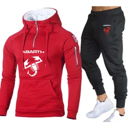 Menina de pilotos de tracksuits da primavera Autumn Casual Pullover Abarth Printing Suits Algodão Capuz de alta qualidade Troushers 2Pia Conjunto 230306