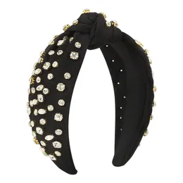 Fabric Rhinestones Headbands Hair Bands Black White Women Headband Fashion Wide Hair Hoop Accessories