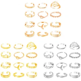 Pierścienie palców regulowany otwarty rozmiar dla kobiet girl fala kształt serca letnia biżuteria na plażę wiele wzorów DIY Small 230303