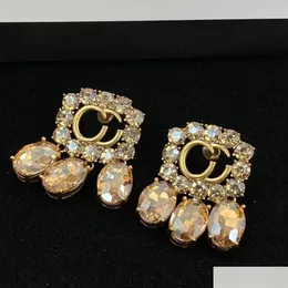 Orecchini stile classico con fascino Luce gioielli di lusso con diamanti in cristallo Esigner con consegna in scatola Dhyql