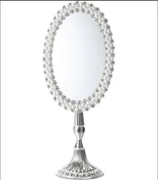 European Oval Sliver Color Single Metal Crystal Pearl Makeup MirrorDesktop Decorative Mirror Wedding Decoration Mirror HZJ004 Mi1830783