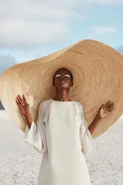 Geniş Kenarlı Şapkalar 80 cm Süper Büyük Güneş Şapka Düz Renk Turizm Tatil Plaj Koruma Katlanır Hasır HatWide