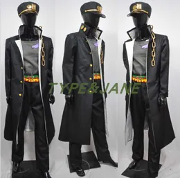 アニメの衣装ジョジョの奇妙なジョタロ・クジョ・ブラック服のコスプレカム・アドベンチャーkujo jotaro cosplayユニフォームカスタムメイド・スーツジャケットハットZ0301