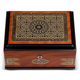 Zedernholz Zigarre Hülle mit Luftbefeuchter Hygrometer großer Kapazität Humidor Box Bronze Streifen Zigarrenhülle Raucherzubehör