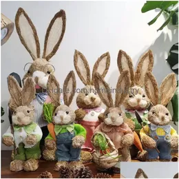 Party Favor 14 Artificial St Bunny Standing Rabbit With Carrot Home Garden Decoration Easter Theme Supplies Drop Delivery Festive Eve Dhqkc