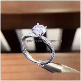 Bandringe Neue HalfEdge eingelegtes Stein Twist Womens Ring 1.25 Kar Simation Diamant Drop Lieferung Schmuck DHJ2B