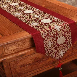 Cheap 300 cm Long Fancy Chinese Silk Table Runner Wedding Christmas Dinner Party Damask Table Cloth Rectangular Dining Table Mat338b