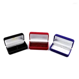 Jewelry Pouches Black Red Blue Velvet Cufflinks Gift Box Men Shirt Packing Case Cuff Link Tie Clip Boxes Rectangular Wholesale