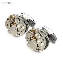 Manschettlänkar Est Watch Movement Links för fast rostfritt stål Steampunk Gear Mechanism Links Mens Relojes Gemelos 230306