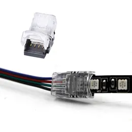 스트립 LED 스트립 라이트 클립 커넥터 5PIN 4PIN 2PIN 2PIN PCB 어댑터 단일 3528 RGB RGBW에서 와이어 연결 터미널로 연결된 스트리핑