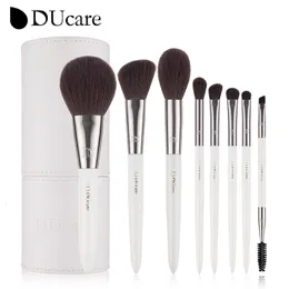 Ferramentas de maquiagem Ducare Pearl White Makeup Brusches Definir 8pcs Tool Foundation Foundation Powder Shoefraw sobrancelha de alta qualidade escova de maquiagem com suporte 230306