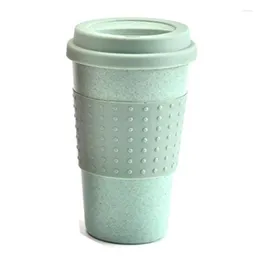 Mugs Eco-friendly Coffee Tea Cup Wheat Straw Travel Water Drink Mug With Silicone Lid Drinking Bottle