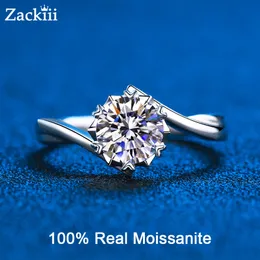 Pierścienie ślubne 100% Pierścień propozycji dla kobiet 1CT 2CT VVS Diamond Platinum Splated Srebrny Twisted Band Brong 230303
