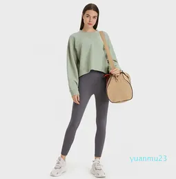 L-122 Relaxed Fit Women Hoodies Cotton Yoga Clothes Perfectly Oversized Cropped Sweatshirts Super-Soft Fabric Sports Coat Tops Long Sleeve Shirts Crewneck 01