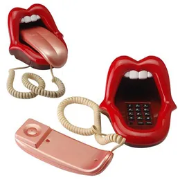 Inne elektroniczne nowatorskie język rozciąganie seksowne usta usta okrągły telefon z wskaźnikiem LED Puls Audio Pulse Dial Mini Landline 230306