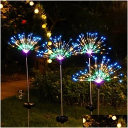 LED STRINGS SOLAR LAMPS POWERED OUTDOOR GRASS GLOBEタンポポの花火ランプ90/150/200庭の風景ホリデーライトドロップDHKLP