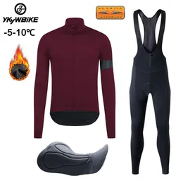 Велосипедные майки устанавливают ykywbike Pro Jacket Set Men Men Winter Cycling Jersey Sets Thermal -Fleece Bib Bating