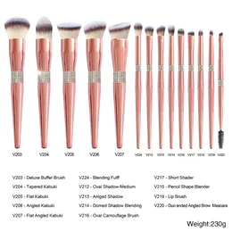 Skönhetsartiklar Rose Gold Makeup Brush Custom Logo Free Prover Tillverkare Face Makeup Brush Set SMP20021-12 och 14st och Up Bag