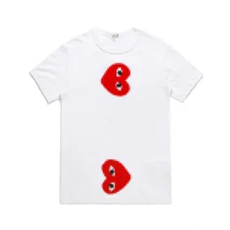 Designer t-shirts masculinas com des garcons cdg grande coração jogar camiseta invasor artista edição branco marca novo tamanho feminino