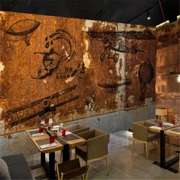 Papéis de parede Papéis de parede European retro pintado à mão Metal Metal Inspirational Decoração Industrial Wallpaper KTV Papel de parede MURAL 3D