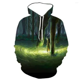 Herrtröjor landskap design tryck för hoodie män kläder med lång ärm 2023 mode casual höst 3d tryckt