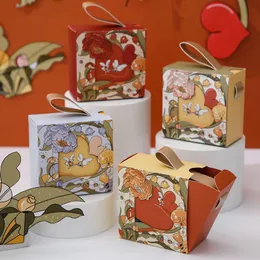 Enrole de presente caixa de doces de mão de mão Presentes de casamento para convidados Decorações de festas de aniversário do chá de bebê de Natal PERMENTE MULPIMAL PERMELHO 230306