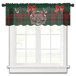 Curtain Christmas Plaid Bow Candy Short Tulle Bedroom Sheer Window Screening Drapes For Kitchen Living Room Decor Voile Curtains